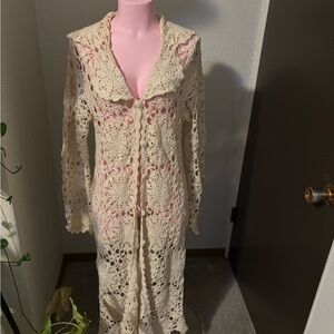 Vintage Beige Crochet Cardigan